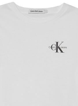 T-Shirt Calvin Klein petto Monogram Bianco Bambino