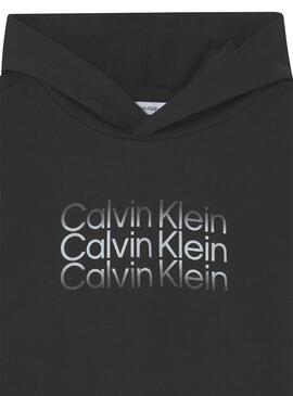 Felpa Logo Calvin Klein Inst Cut Off Nero Bambino