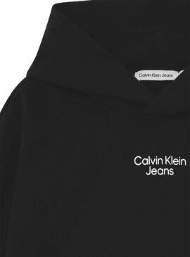 Felpa Logo Calvin Klein Stacker Nero per Bambino