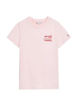 T-Shirt Tommy Hilfiger Natural Dye Rosa per Bambina