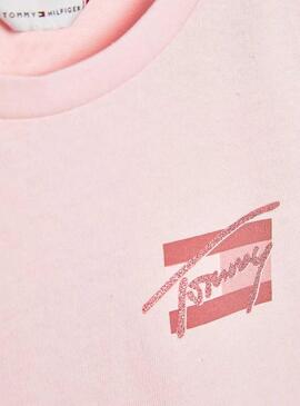 T-Shirt Tommy Hilfiger Natural Dye Rosa per Bambina