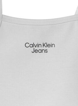 Top Calvin Klein Stacked Logo Bianco per Bambina