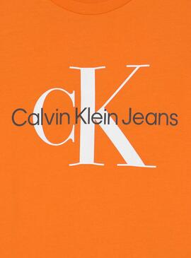 T-Shirt Calvin Klein Monogram Logo Arancione Bambini