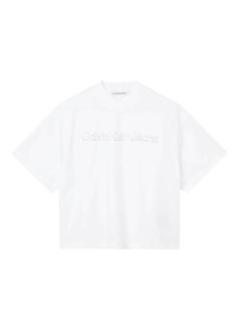 T-Shirt Calvin Klein Monogram Bianco per Donna