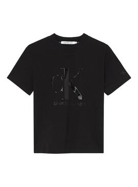 T-Shirt Calvin Klein Gel Monogram Nero Donna