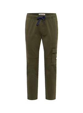 Pantaloni Tommy Jeans Dobby Cargo Verde per Uomo