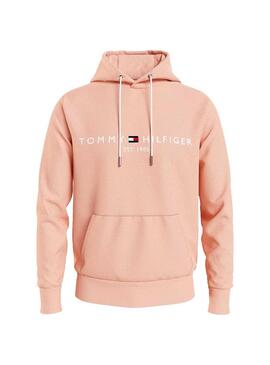 Felpa Tommy Hilfiger Logo Rosa per Uomo