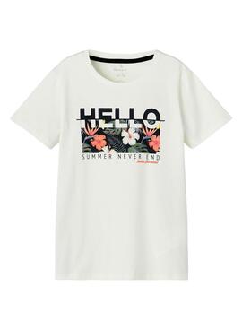 T-Shirt Name It Famos Hello Bianco per Bambino