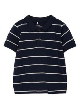 Polo Name It Volo Strisce Blu Navy per Bambino