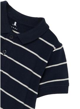 Polo Name It Volo Strisce Blu Navy per Bambino