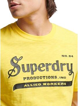 T-Shirt Superdry Vintage Merch Amarilla Uomo