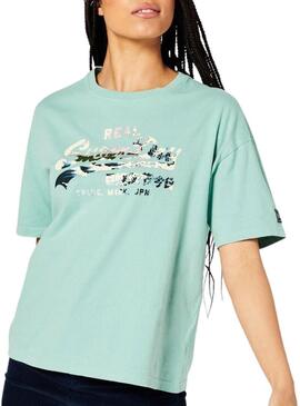 T-Shirt Superdry Vintage Narrative Verde Donna