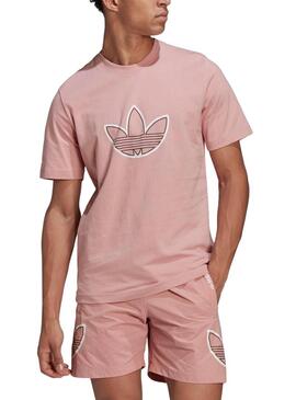 T-Shirt Adidas Outline Logo Rosa per Uomo