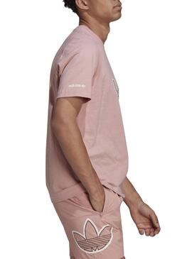 T-Shirt Adidas Outline Logo Rosa per Uomo