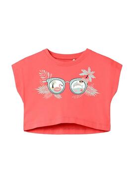 T-Shirt Name It Vilma Crop Occhiali rosa per Bambina
