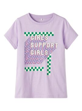 T-Shirt Name It Tikas Letras Lila per Bambina
