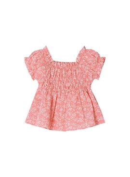 Blusa Mayoral Seersucker Stampata Rosa per Bambina