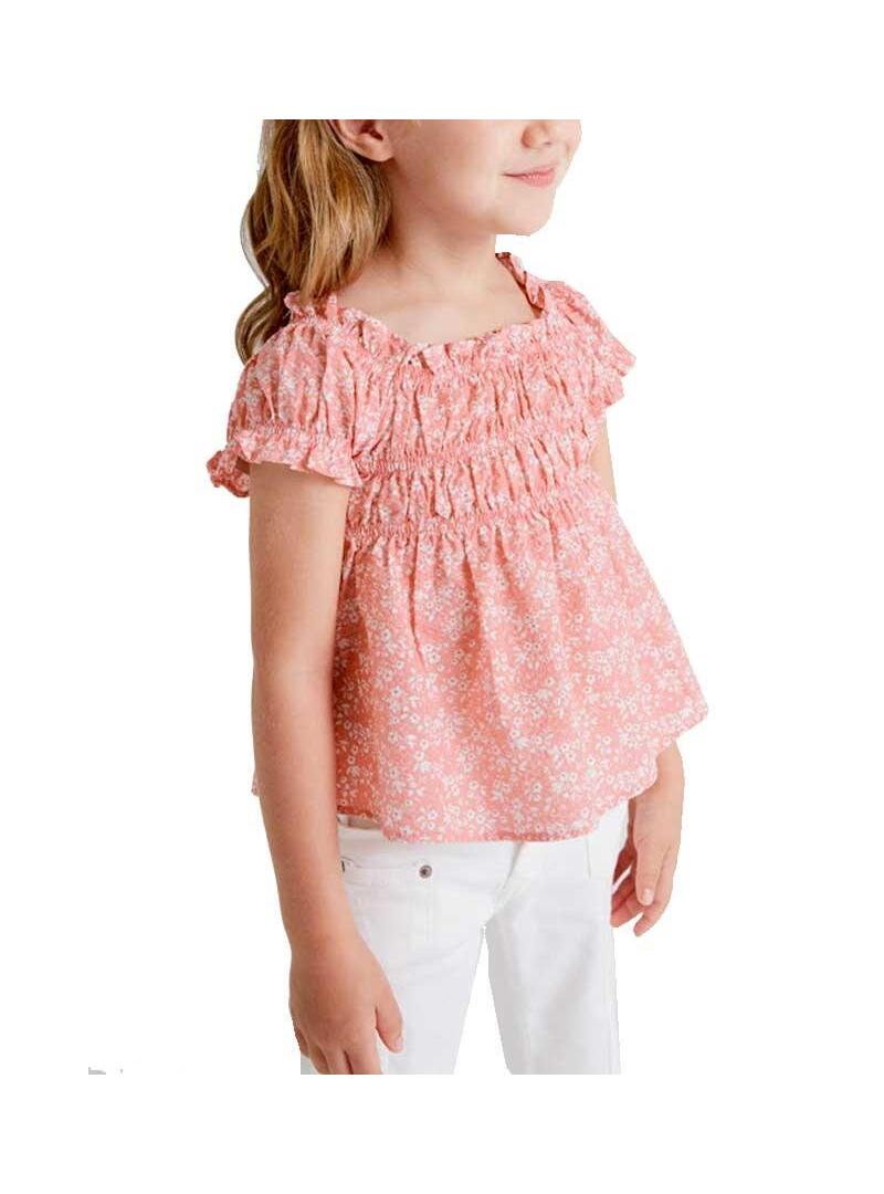 Blusa Mayoral Seersucker Stampata Rosa per Bambina