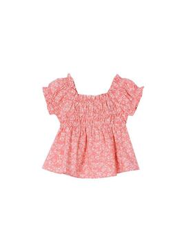 Blusa Mayoral Seersucker Stampata Rosa per Bambina