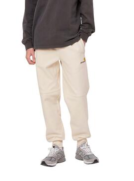 Pantaloni Scritta American Carhartt Beige Uomo