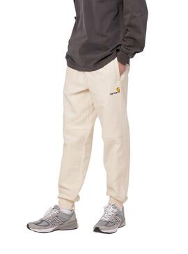 Pantaloni Scritta American Carhartt Beige Uomo