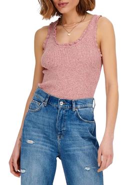 T-Shirt Only Lina Ruffle Rosa per Donna