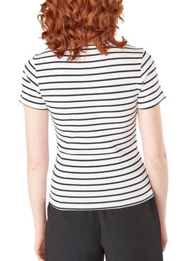 T-Shirt Naf Naf Canale Strisce Bianco per Donna
