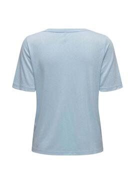 T-Shirt Only Elise Cuello V Blu per Donna