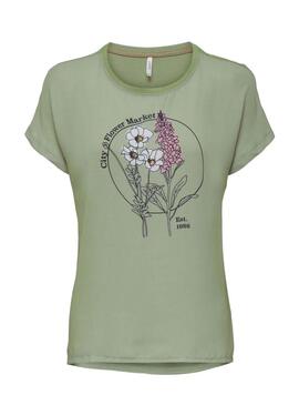 T-Shirt Only Flora Market Verde per Donna
