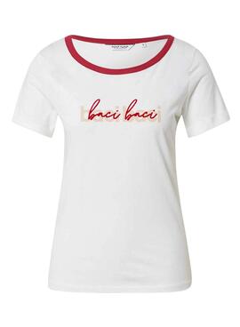 T-Shirt Naf Naf BaciBaci Bianco per Donna