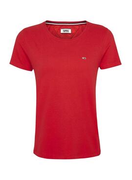 T-Shirt Tommy Jeans Soft Rosso per Donna