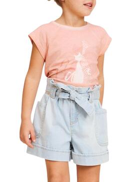 Pantaloni Mayoral Corto Denim Laccio per Bambina