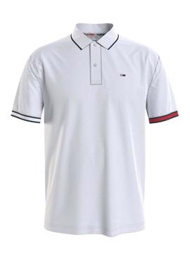 Polo Tommy Jeans Regular Flag Bianco per Uomo