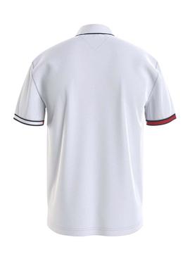 Polo Tommy Jeans Regular Flag Bianco per Uomo