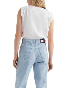 T-Shirt Tommy Jeans Crop Elasticated Bianco Donna