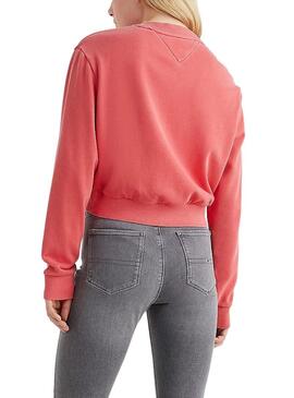 Felpa Tommy Jeans Crop Rosa Senza Tempo Per Donna