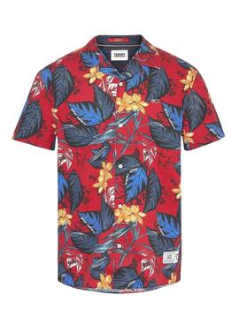 Camicia Tommy Jeans Hawaiano Sstampata Rosso Uomo