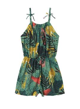 Jumpsuit Mayoral Knitted Stampa Animalier Verde Bambina