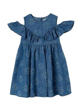 Vestito Mayoral Fiori Di Jeans Medi Per Bambina