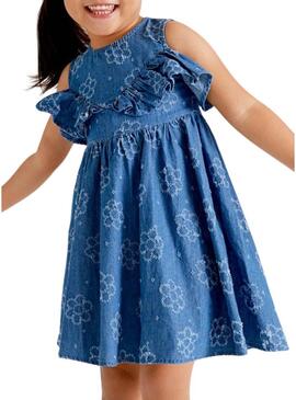 Vestito Mayoral Fiori Di Jeans Medi Per Bambina