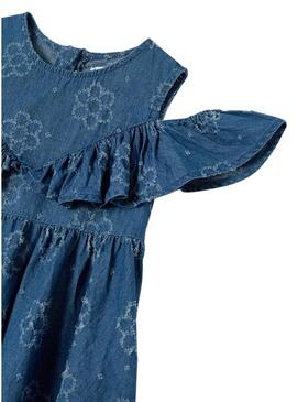 Vestito Mayoral Fiori Di Jeans Medi Per Bambina