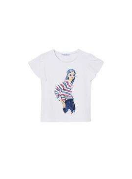 T-Shirt Mayoral Grafico polso Bianco Per Bambina