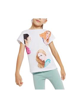 T-Shirt Mayoral Face Bianco Per Bambina