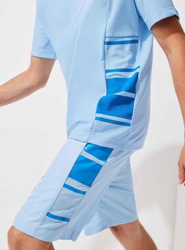 T-Shirt Lacoste Sport in Piqué Blu per Uomo