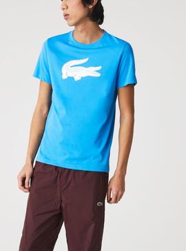 T-Shirt Lacoste Big Croco Blu per Uomo