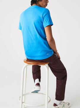T-Shirt Lacoste Big Croco Blu per Uomo