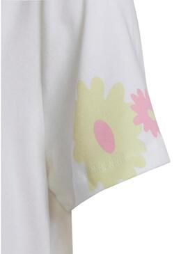 T-Shirt Vestito Adidas Fiore Rosa Bianco Bambina
