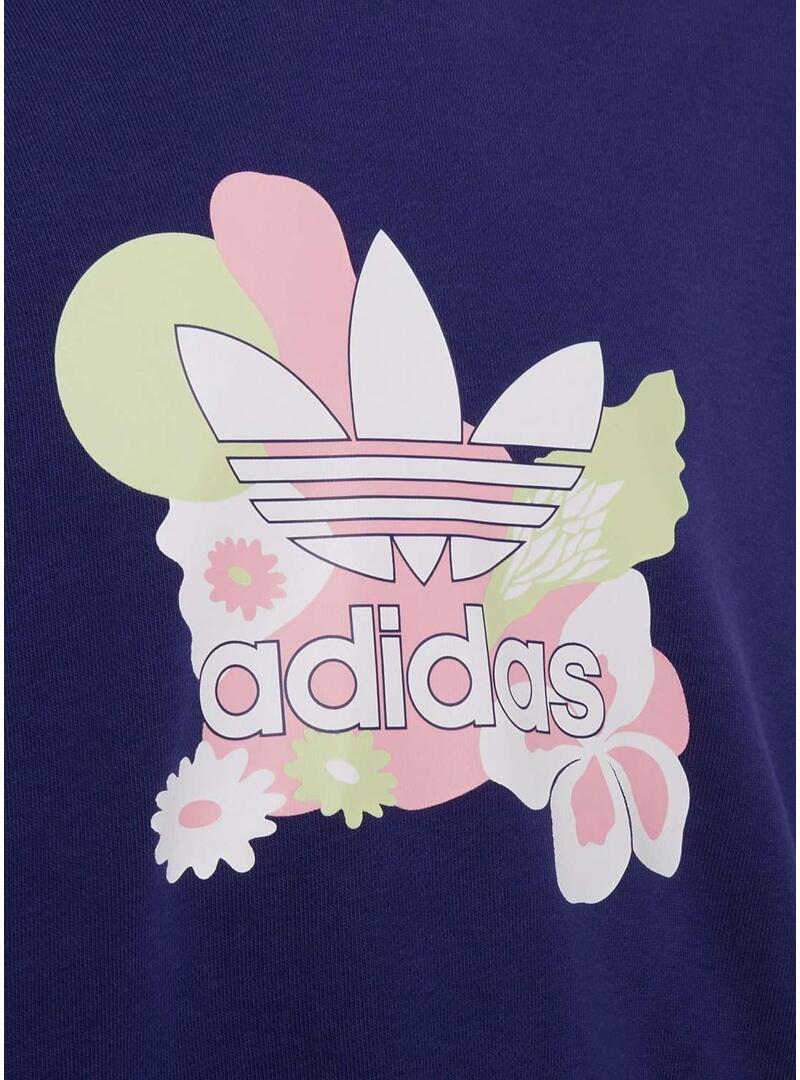 Felpa Adidas Fiore rosa Blu Navy Per Bambina