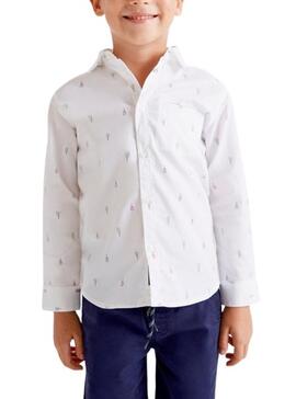 Camicia Mayoral Sstampata Racchette Bianco per Bambino