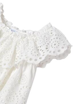 Camicetta Mayoral Knitted Traforata Bianco Per Bambina